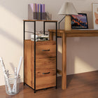 Vinsetto Vertical Letter/A4 Filing Cabinet with Hanging Bars - Rustic Brown-Rustic wood texture panels and black metal frame adds an industrial charm
