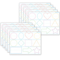 Ashley Productions Smart Poly PosterMat Pals Space Savers - 13" x 9-1/2" - Shapes Tracing - 10 Pack-It's a poster, it's a placemat, it's both! Great smaller size for easy use in the classroom, home, office, or on the go!