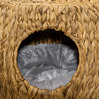 PawHut - panier pour chat en osier avec coussin lavable, animal surélevé - marron clair-Couleur : Marron clair, Bois naturel, Gris 