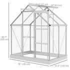 Outsunny serre en polycarbonate 6 pi x 4 pi- Fondation solide assurant une stabilité optimale  
