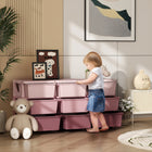Qaba - Organisateur de rangement pour jouets pour enfants avec 9 bacs en plastique - rose-Facile à ouvrir et à fermer, ce qui le rend adapté à votre petit
