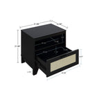 Manhattan Comfort Sheridan 21.63" Mid-Century Modern Nightstand - Black-Includes 1 Full Extension Drawer, and 1 Thin Open Cubby Space