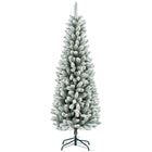 HOMCOM - Arbre de Noël artificiel floqué de 6 pieds avec base en acier - vert-L'arbre est recouvert de neige artificielle pour une ambiance hivernale 