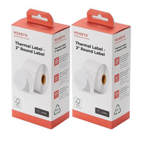 MUNBYN Thermal Circle Label - 2" - White - 750 Sheets/Roll - 2 Rolls/Pack - 2 Pack-Size: 2" x 2" (50.8x50.8mm), 750 labels/ Roll.