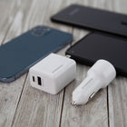 HyperGear 20W Dual Port USB-A/USB-C Car and Wall Charger Bundle - White-iPhone & Android Fast Charge compatible