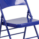Flash Furniture HERCULES COLORBURST Series Cobalt Blue Triple Braced & Double Hinged Metal Folding Chair-18 Gauge Steel Frame