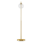 Modway Silo Glass Globe Glass and Metal Floor Lamp - Satin Brass-Black Power Cord With Floor Switch