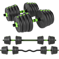 Soozier Adjustable Dumbbell Set - 66 lb-Converts into dumbbells, a straight barbell, or an EZ curl bar