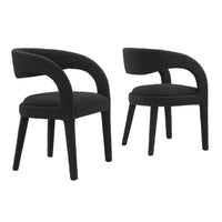 Modway Pinnacle Boucle Upholstered Dining Chair - Black - 2 Pack-Modern Dining Chair Set