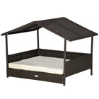 PawHut - Maison pour chien en osier avec coussin amovible, crème blanc-Couleur classique café foncé avec un design élégant, cette maison pour animaux apporte une touche moderne à vos espaces intérieurs et extérieurs 