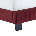 Modway Celine Channel Tufted Performance Velvet Full Bed - Maroon-Solid Wood Legs