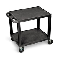 Luxor Tuffy Resin 2-Shelf Cart with Power Strip - Black-Multipurpose utility cart perfect for use with audio/video equipment and more