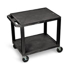 Luxor - Chariot en résine Tuffy à 2 tablettes avec barre d’alimentation - hauteur 26" - capacité 300 lb-Chariot utilitaire polyvalent, idéal pour le matériel audio/vidéo et plus encore