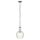 Hudson&Canal - Suspension Verona de 28 cm de large avec abat-jour en verre, - Nickel brossé/grainé-Associé à un abat-jour en verre à dôme ensemencé