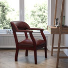 Flash Furniture – Chaise de conférence luxueuse en vinyle, sang-de-bœuf-Garniture tête de clou en laiton
