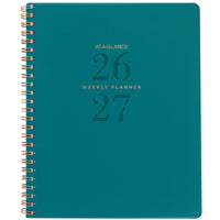 AT-A-GLANCE 2026-2027 Signature Lite Weekly/Monthly Academic Planner - 11" H x 8-3/8" W - Teal - Bilingual-12 months: July 2026 - June 2027