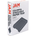 JAM Paper - Plateaux de rangement en papier empilables, gris, paquet de 2-Plateaux empilés au format lettre : 9,75 pouces de largeur x 12,5 pouces de longueur x 3,875 pouces de hauteur
