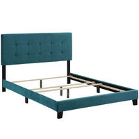 Modway Amira Performance Velvet Full Bed - Sea Blue-Bed Frame With Headboard