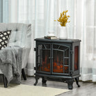 HOMCOM Freestanding Electric Fireplace Heater with Flame Effect and Timer - Black-Designed for year-round use, can be used with or without the heat 