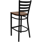 Flash Furniture HERCULES Series Black Ladder Back Metal Restaurant Barstool - Cherry Wood Seat-Cherry Finished Wood Seat
