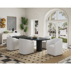 Manhattan Comfort - Lot de 2 fauteuils de salle à manger modernes Anna ronds 23,23 po en similicuir crème-Coussinets de pied en plastique épais