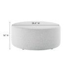 Modway - Callum Gros tissu rond tissé de 38" en bruyère Rembourré Ottoman - Tissage à bruyère gris clair-Rembourrage en mousse dense