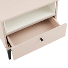 Manhattan Comfort Amara 19.7" Modern Nightstand - Pale Rose/White-Features a Sleek Round Black Metal Handle Knob for Ease of Use