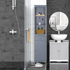 HOMCOM Tall Bathroom Linen Tower Cabinet with Shelves and Drawer - Grey-Solid and stable MDF construction with painting finish