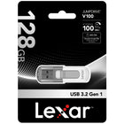 Lexar JumpDrive V100 USB 3.0 Flash Drive - 128GB - White-Leverages USB 3.0 technology for fast file transfer