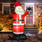 HOMCOM - Décoration gonflable de Noël de 8ft avec Père Noël disant Bonjour pour extérieur - Rouge-3 groupes de lumière LED dans la décoration intérieure apportent un effet vibrant et améliorent la visibilité la nuit 