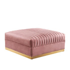 Modway Sanguine Channel Tufted Performance Velvet Modular Sectional Sofa Ottoman - Dusty Rose-Glam Deco Ottoman