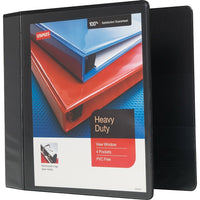 Staples Heavy-Duty View Binder with D-Rings - 4" - Black-Easy Locking Rings open with ease and keep pages secure