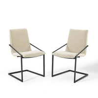 Modway Pitch Upholstered Fabric Dining Armchair - Black/Beige - 2 Pack-Modern Dining Chair