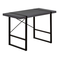 Monarch Specialties 7660 48" 48" Computer Desk - Modern Grey/Black Metal-Industrial-inspired computer desk with a thick-panel desktop in a modern grey finish
