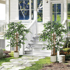 HOMCOM 4' Artificial Banyan Tree - Green - 2 Pack-Requires zero maintenance, providing everlasting greenery for your home or office 
