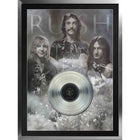 Frameworth Rush Double Exposure Print with Platinum LP - Framed Print - 34" W x 28" H-Features Rush double exposure portrait artwork paired with an authentic platinum LP honouring their 17 platinum albums in Canada and 40 million albums sold worldwide