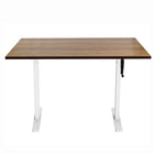 Ezywork - Bureau assis-debout réglable en hauteur manuellement - Structure blanche / Plateau en bois foncé-Plateau de table d'une seule pièce 48" x 24" (120 cm x 60 cm)