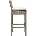 Modway Conduit Outdoor Patio Wicker Rattan Bar Stool - Light Gray Beige - Set of 4-All-Weather Cushion Cover