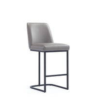 Manhattan Comfort - Serena tabouret de comptoir moderne de 17,71 po en similicuir gris rembourré-Tabouret de comptoir moderne avec dossier, parfait pour une utilisation au bar et dans la cuisine