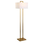 Hudson&Canal - Lampadaire Adair 68" avec abat-jour en tissu - Laiton/Blanc-Associé à un abat-jour rectangulaire en tissu blanc