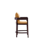 Manhattan Comfort - Tabouret de comptoir ritz 22" style milieu du siècle moderne, rembourré en similicuir - camel et noyer foncé-Comprend un repose-pieds en métal doré