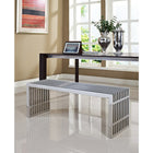 Modway Gridiron Medium Stainless Steel Bench - Silver-Easy to Clean