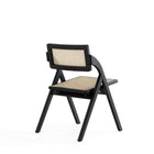 Manhattan Comfort Lambinet 20.87" Industry Chic Dining Folding Chair - Black and Natural Cane - Set of 2-Delivered to you Fully Assembled! No Assembly Required
