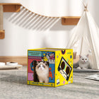 PawHut - Griffoir pour chat 2 en 1 maison en carton avec herbe à chat-Dispose de deux surfaces à griffer sur le toit et le sol pour attirer les chats 