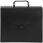 JAM Paper Plastic Portfolio File Carry Case with Handles - 10 x 12 x 4 - Black-Black Plastic Portfolio File Carry Case with Handles