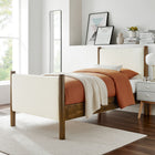 Modway Maven Twin Size Boucle Upholstered Platform Bed - Feather Walnut-Kiln-Dried Wood