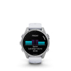Garmin - fēnix 8 – 43 mm, AMOLED, argent avec bracelet en silicone Whitestone-La fonction de commande vocale hors réseau vous permet d'accéder à certaines commandes de la montre même sans connexion à un smartphone
