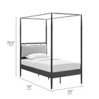 Modway Marlowe 4-Poster Canopy Metal Twin Platform Bed - Charcoal-10