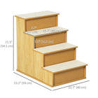 PawHut 21.3" H Pet Stairs for High Bed - Natural Wood-The 4 step pet stairs with neutral colour tones perfectly with your existing furniture 