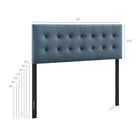 Modway Emily Stain-Resistant Performance Velvet Full Size Headboard - Cadet Blue-Button Tufting